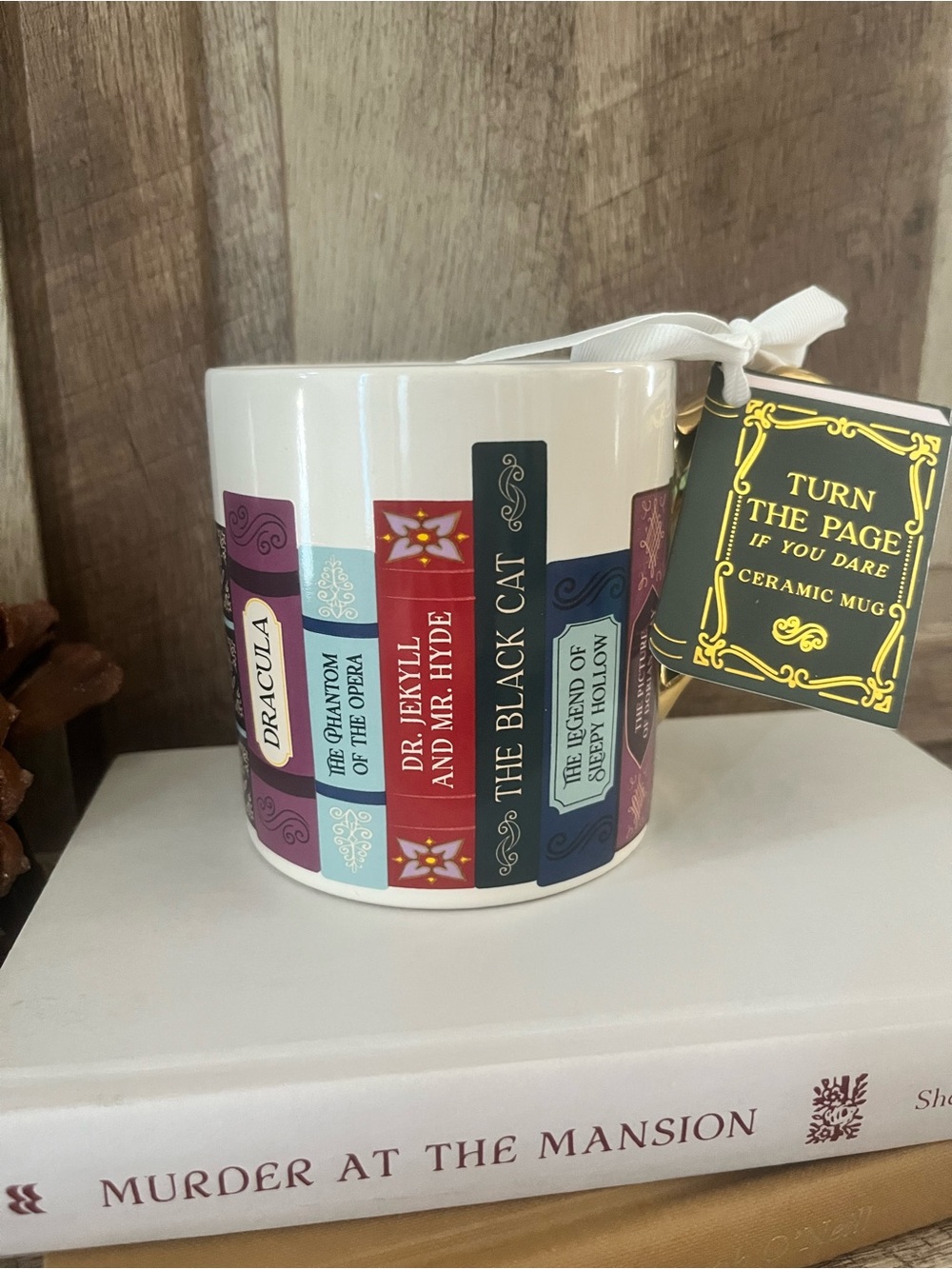Brand New with Tags (NWT) "Turn the Page if You Dare" Gothic Book Stack Ceramic